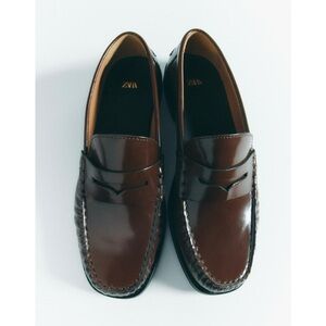 New Zara Brown Leather Loafers size 40